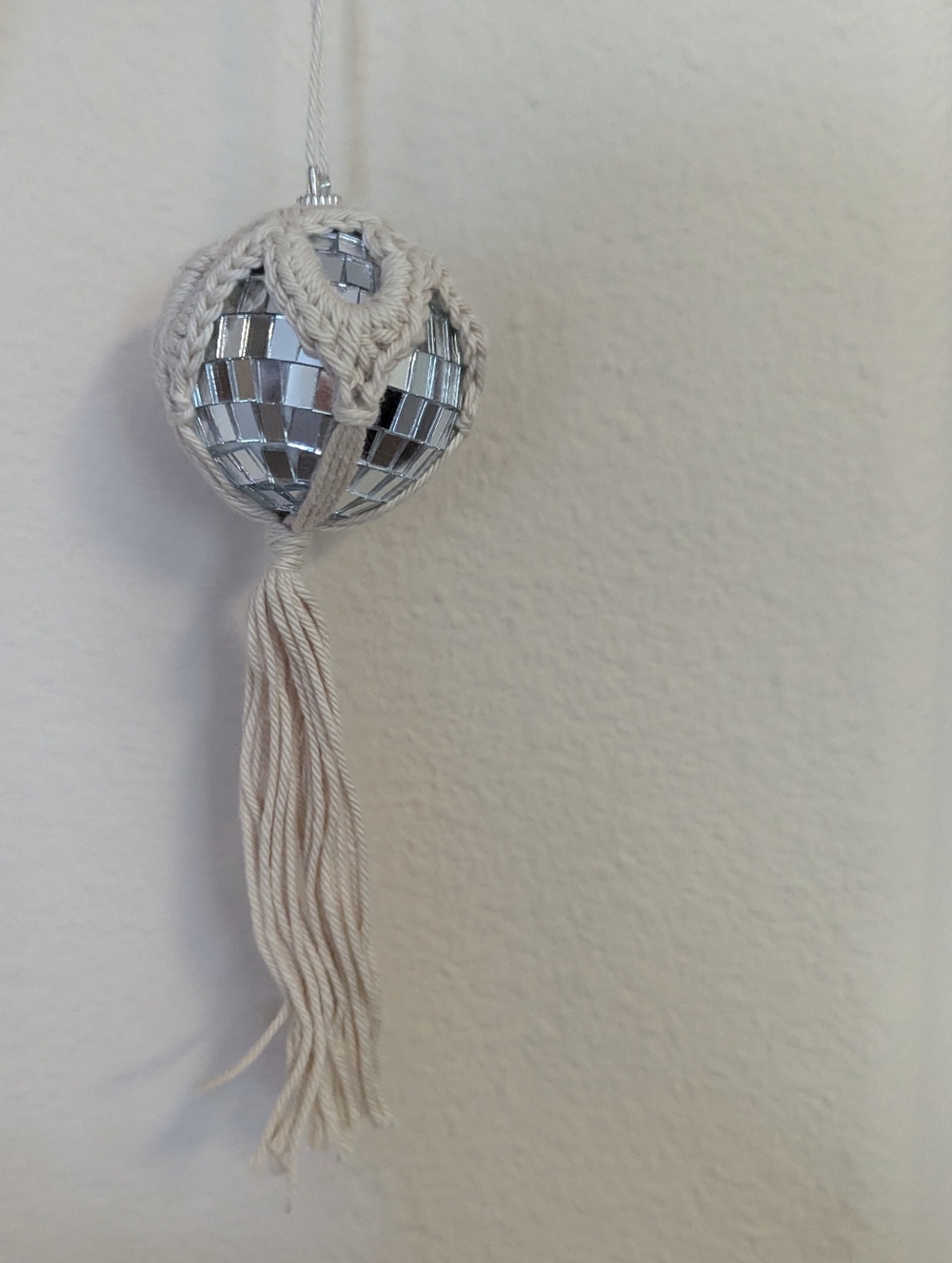 Handmade Beige Mirror Disco Ball Ornament